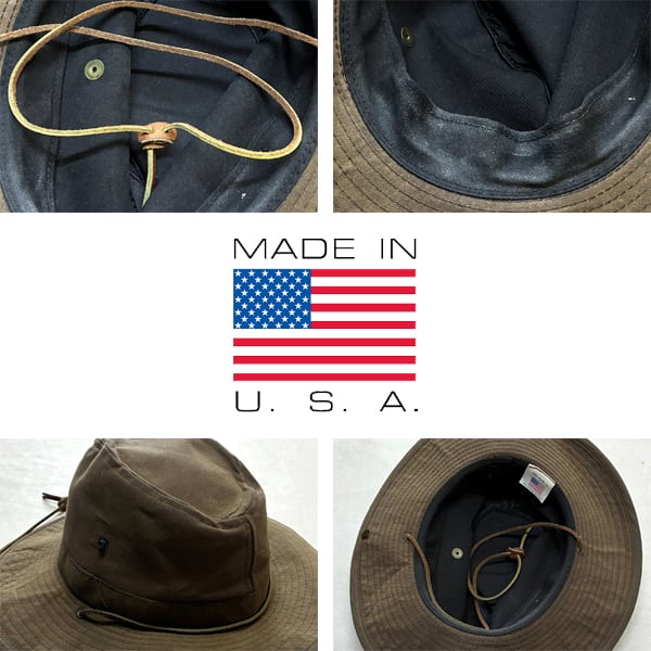 1点物◇USA製オイルド加工サファリハット帽子USA古着メンズレディース