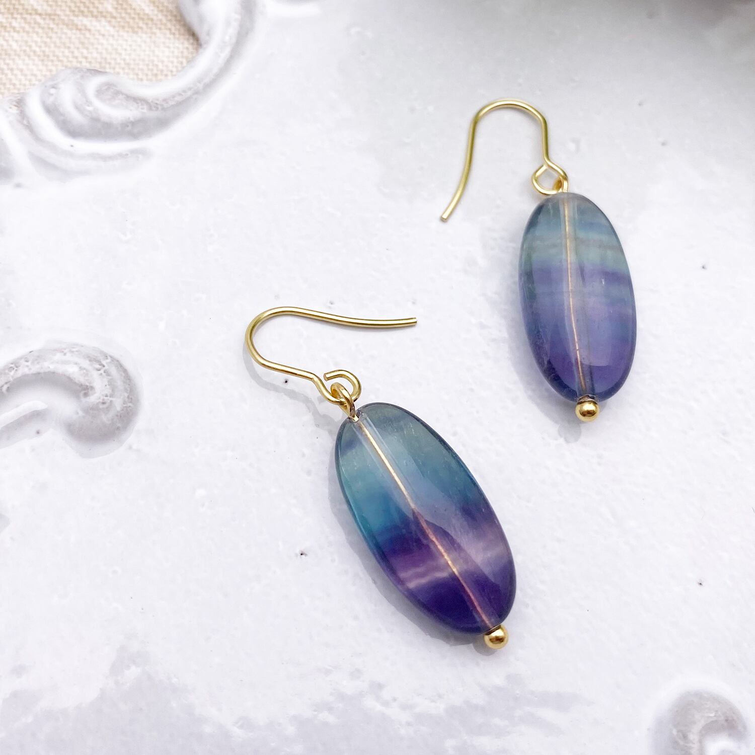 No.1334 フローライトのピアス　イヤリング 楽天市場】フローライト スタッド ピアス イヤリング / ブルー