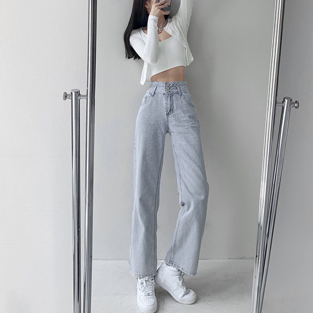 デニム パンツ レディース 韓国 ストレート ジーンズ 大人 カジュアル おしゃれ ストリート ハイウエスト シンプル 大人可愛い 大人女子