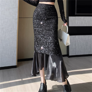 【送料無料】 スカート 2色 ロングスカート アシンメトリー マーメイドスカート ロング マキシ丈 フレア Aライン シンプル 透け感 シースルー 異素材ドッキング ドッキング キラキラ グリッター スパンコール 薄手 かわいい 大人可愛い きれいめ カジュアル 大人 上品 おしゃれ お洒落 こなれ感 コンサバ系 モード系 エレガント レディライク フェミニン 無地 夏 誕生日会 結婚式 二次会 20代 30代 40代 レディース 女性用 ママ服 お茶会 女子会 授業参観 パーティー ファッション
