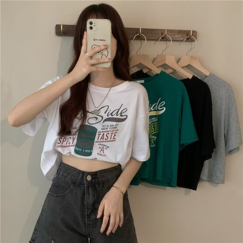 トップス サマーTシャツ 薄手半袖スリーブルーズプリント柄 ショート ハーフスリーブ 大人ガーリー スウィート キュート カジュアル 夏物 1号婦人34450153644