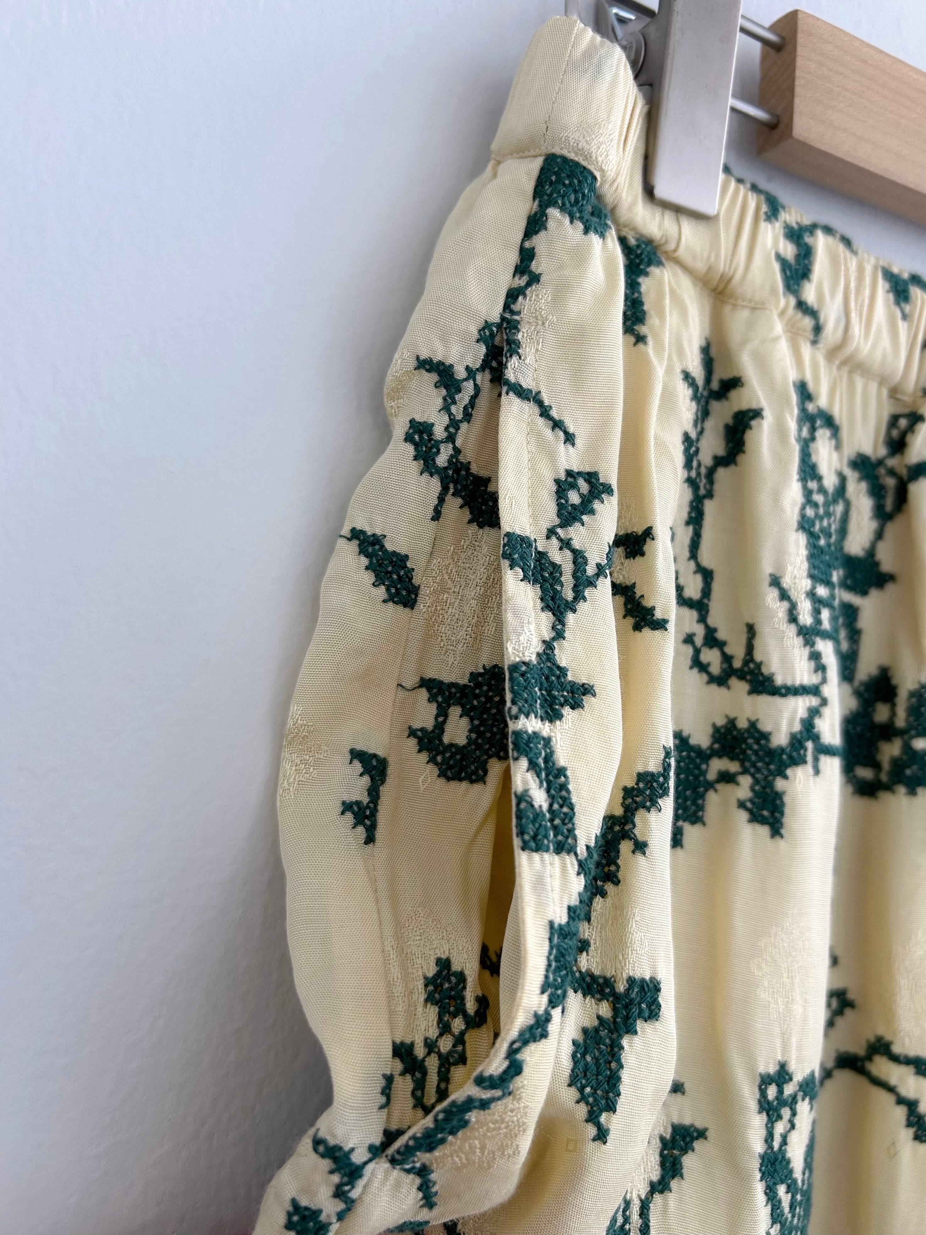 Sara Mallika Rayon Jaquard Flower All Over Embridery Pants | KOKO