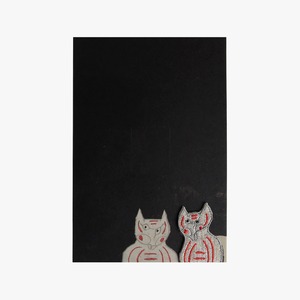 ワッペンはがき「ねこ2匹」小笹逸男