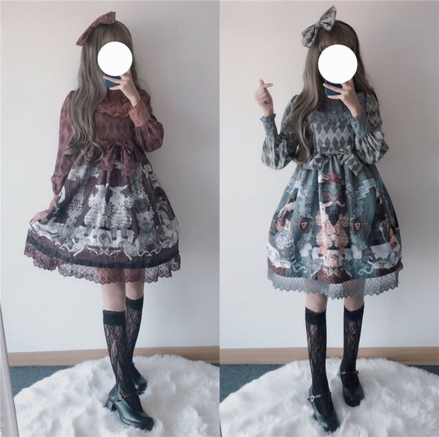 サブカル 服 地雷系 通販 ロリータ クラロリ ワンピース 長袖 甘め プリンセス レトロ調 ゴシック レース ロリィタ 服