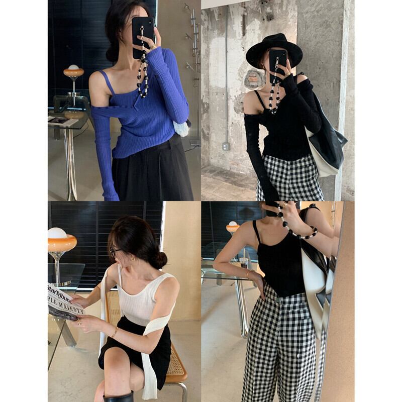 薄手ニットセーター オータムレッドブラウス スリムトップス ロング 秋物 ガールズファッション96740486201