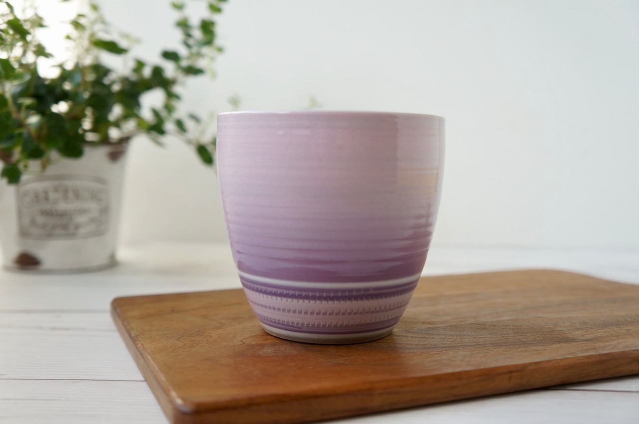 小石原焼　やまぜん窯　彩りフリーカップ　藤色　①　[13-211]