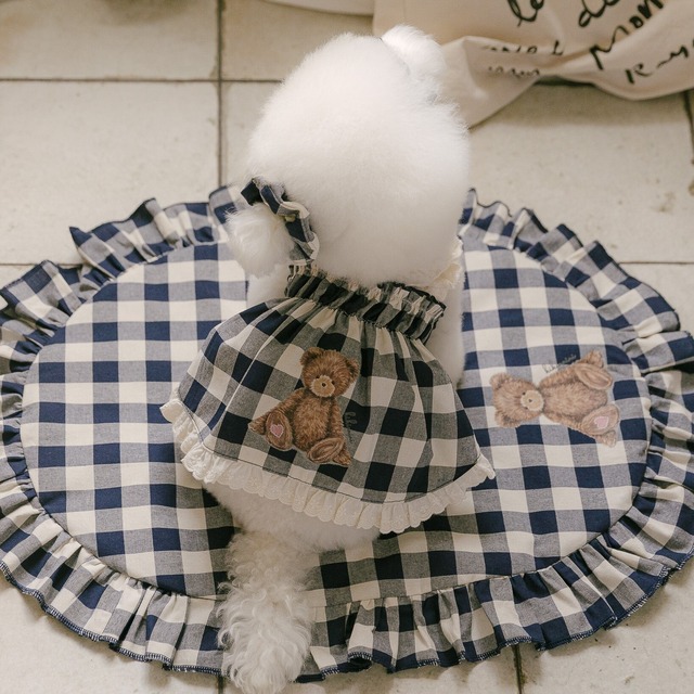 【予約】[kiki&nini] Teddy Grove Gingham Dress (Navy )
