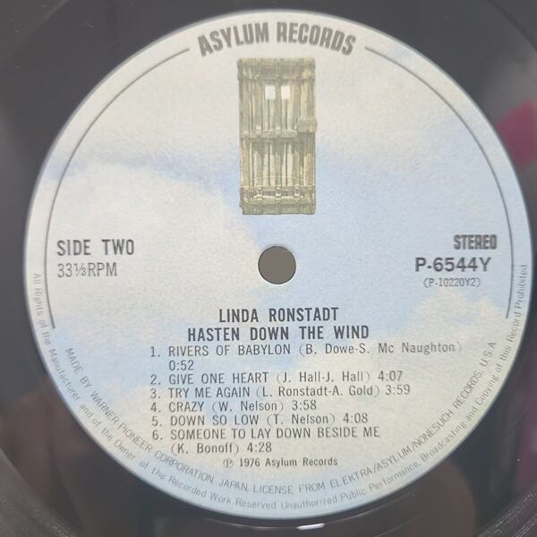 Linda Ronstadt / Hasten Down The Wind  風にさらわれた恋 [P-6544Y] - 画像5