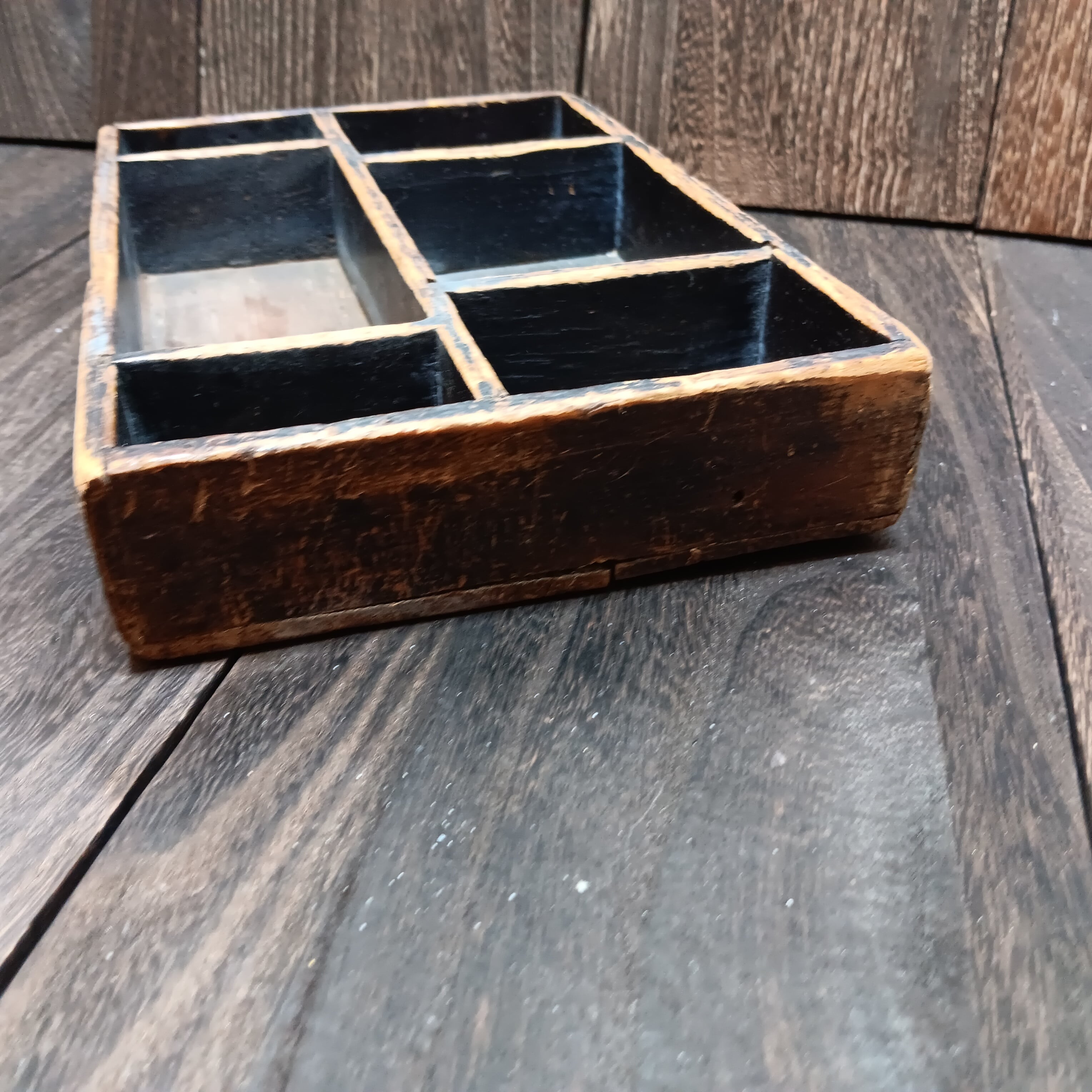 アンティーク 木の仕切りケース トレー 木箱 小物入れ レトロ 昭和