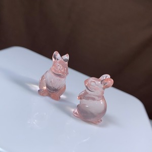 9.超透明☆モザンビーク産ローズクォーツ・うさぎさん