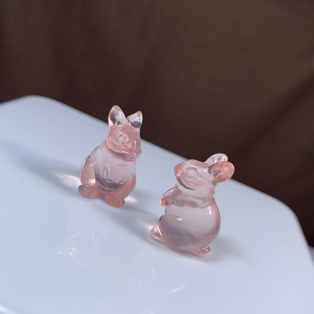 9.超透明☆モザンビーク産ローズクォーツ・うさぎさん