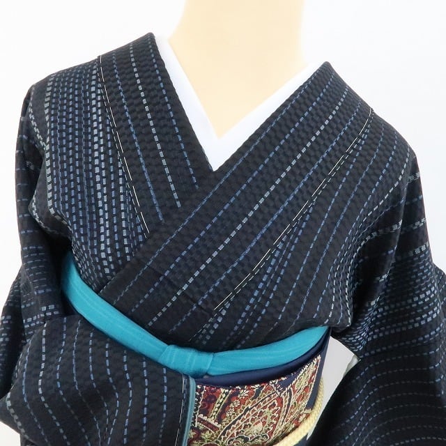 新品 やまと誂製 万葉ロートン織 着物 正絹 仕付け糸付 花織 紬3275