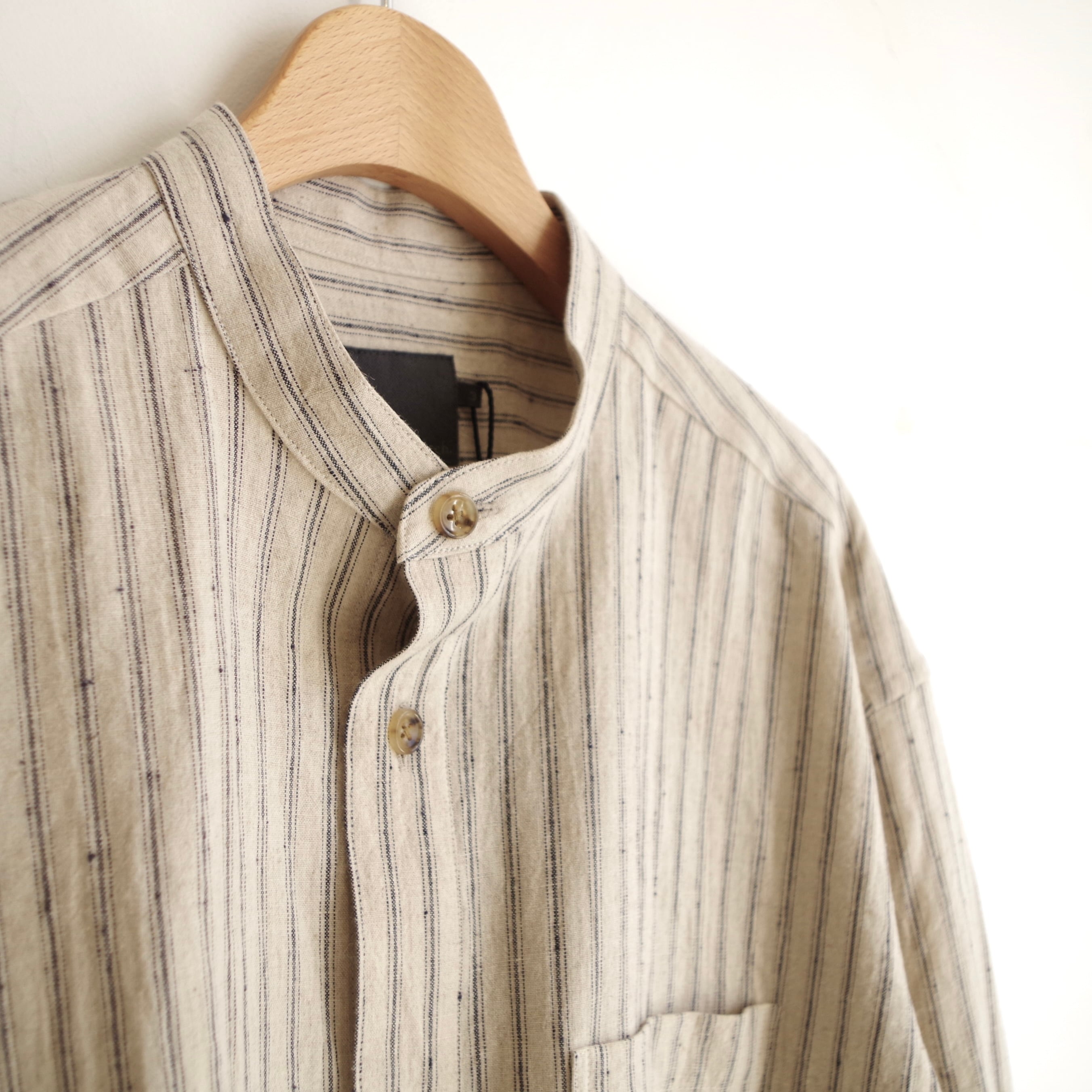 \" comm arch \" バーガンディ サイズ：３（〜Ｌ位） comm.arch. Cotton Hemp Pin Border L/S Tee | 1F Store