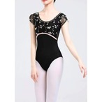 プチパフスリーブ 刺繍トップ レオタード 4色展開 L1177