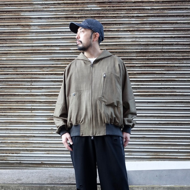 YANTOR / Uneven Dyed Wool Hoodie Blouson (BEIGE)