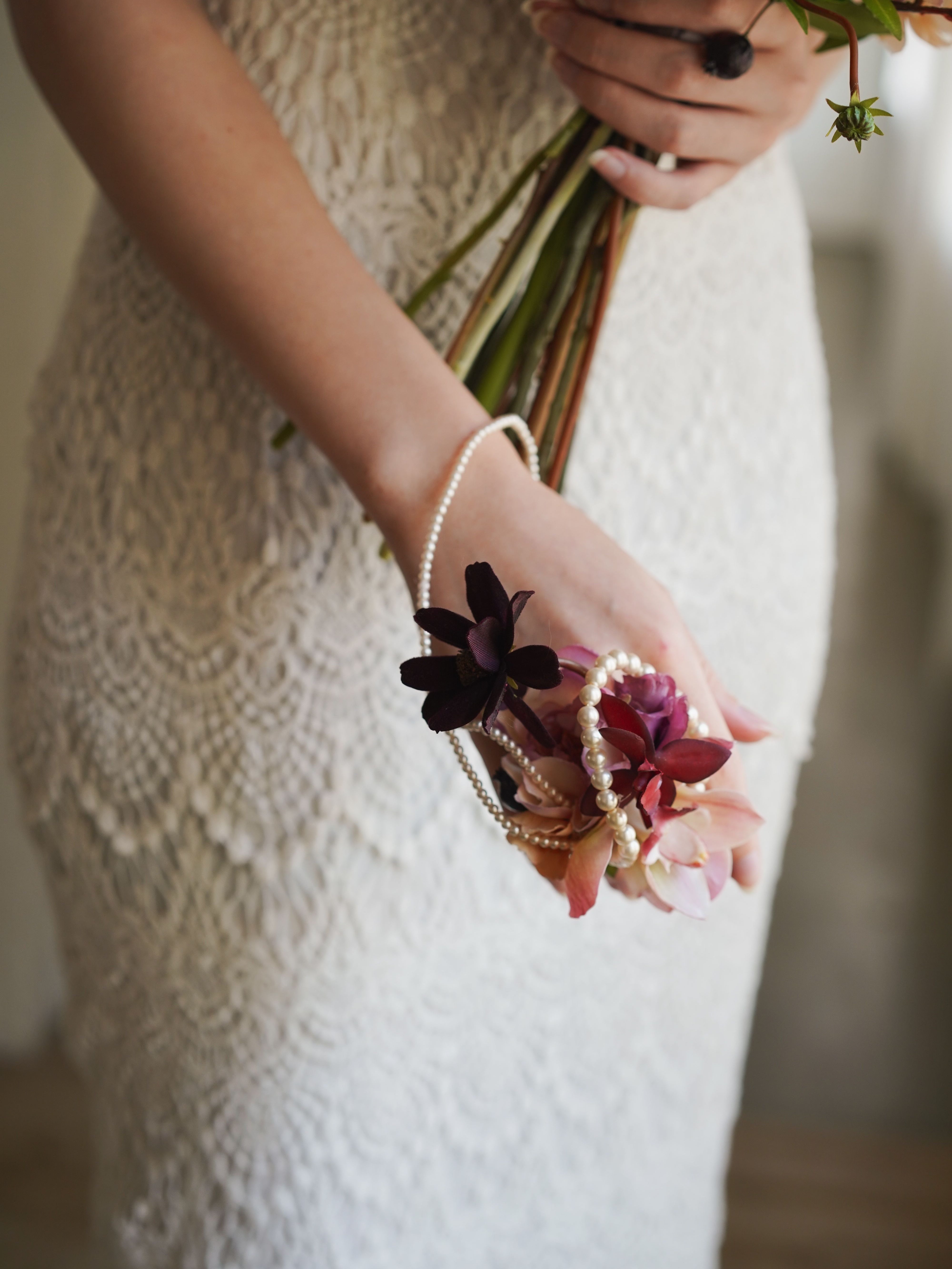 〈完成品販売アイテム〉 Bordeaux pink artificial flower ring