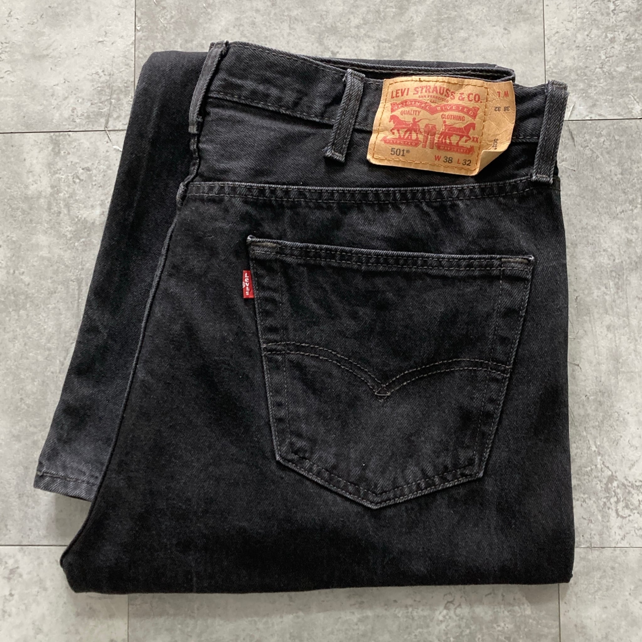 W38 L32】Levis 501 リーバイス ボタンフライ ビッグサイズ ブラック
