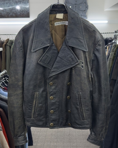 1990s EMPORIO ARMANI CRACKED LEATHER JACKET
