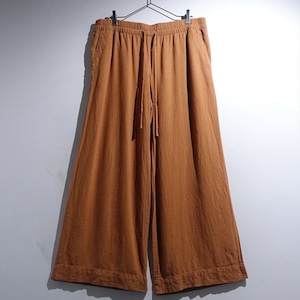 Orange Wide Straight Rayon & Linen Easy Slacks