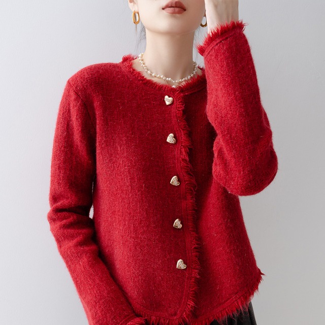 ハートボタン フリンジ ショート ジャケット