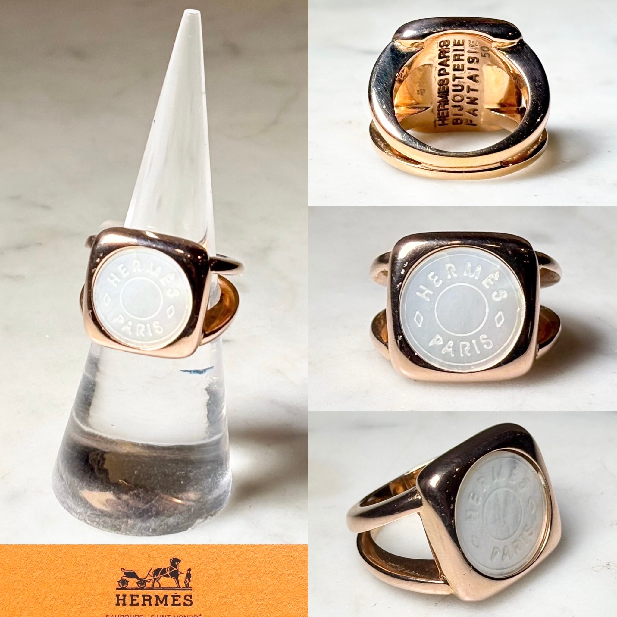 (*)様 HERMES ゴールド シェルリング　ヴィンテージ　遺品　不用品 vintage HERMES gold metal shell ring “Sellier” | NOIR ONLINE