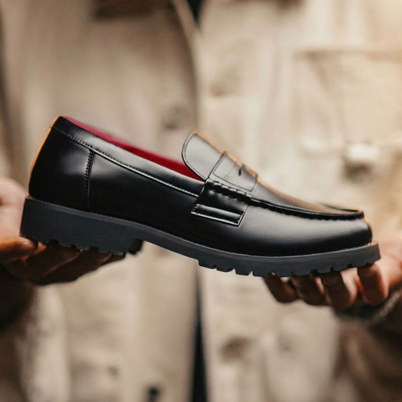 Black Split Leather Loafer / ブラック スプリット レザー シューズ ローファー