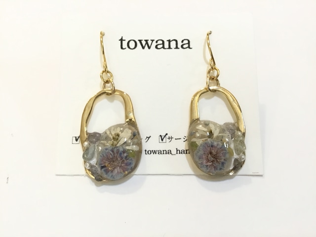 【イヤリング変更可能】towana 青い花のピアス