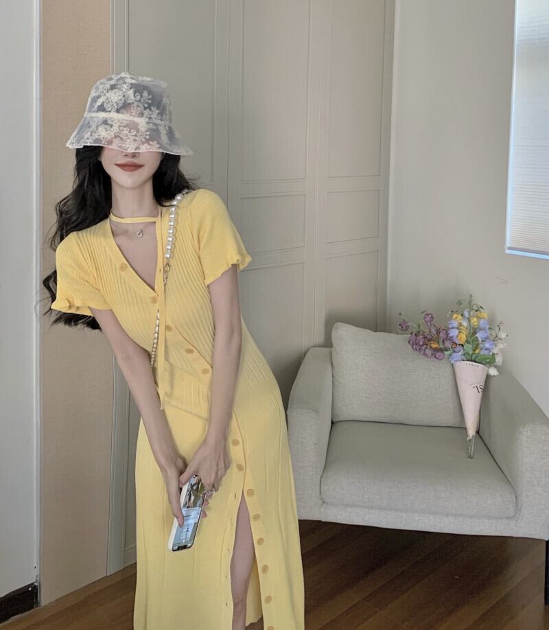 ニットスカート サマーウェストドレス ピンク 夏物 ガールズファッション57197647554