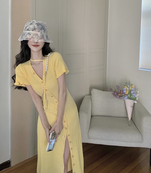 ニットスカート サマーウェストドレス ピンク 夏物 ガールズファッション57197647554