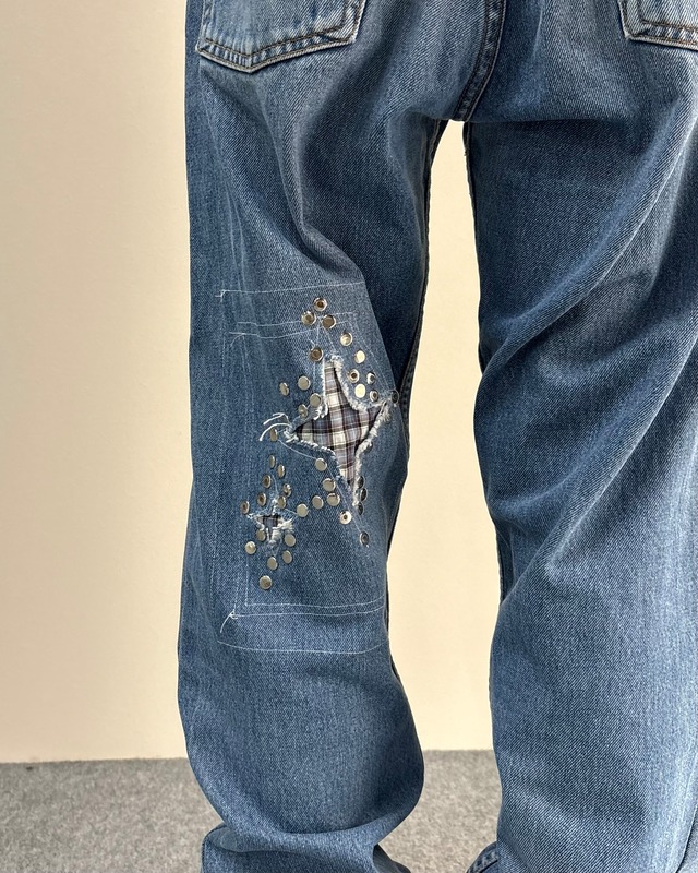 【Hannah Creak】Studded Jeans Wide Leg