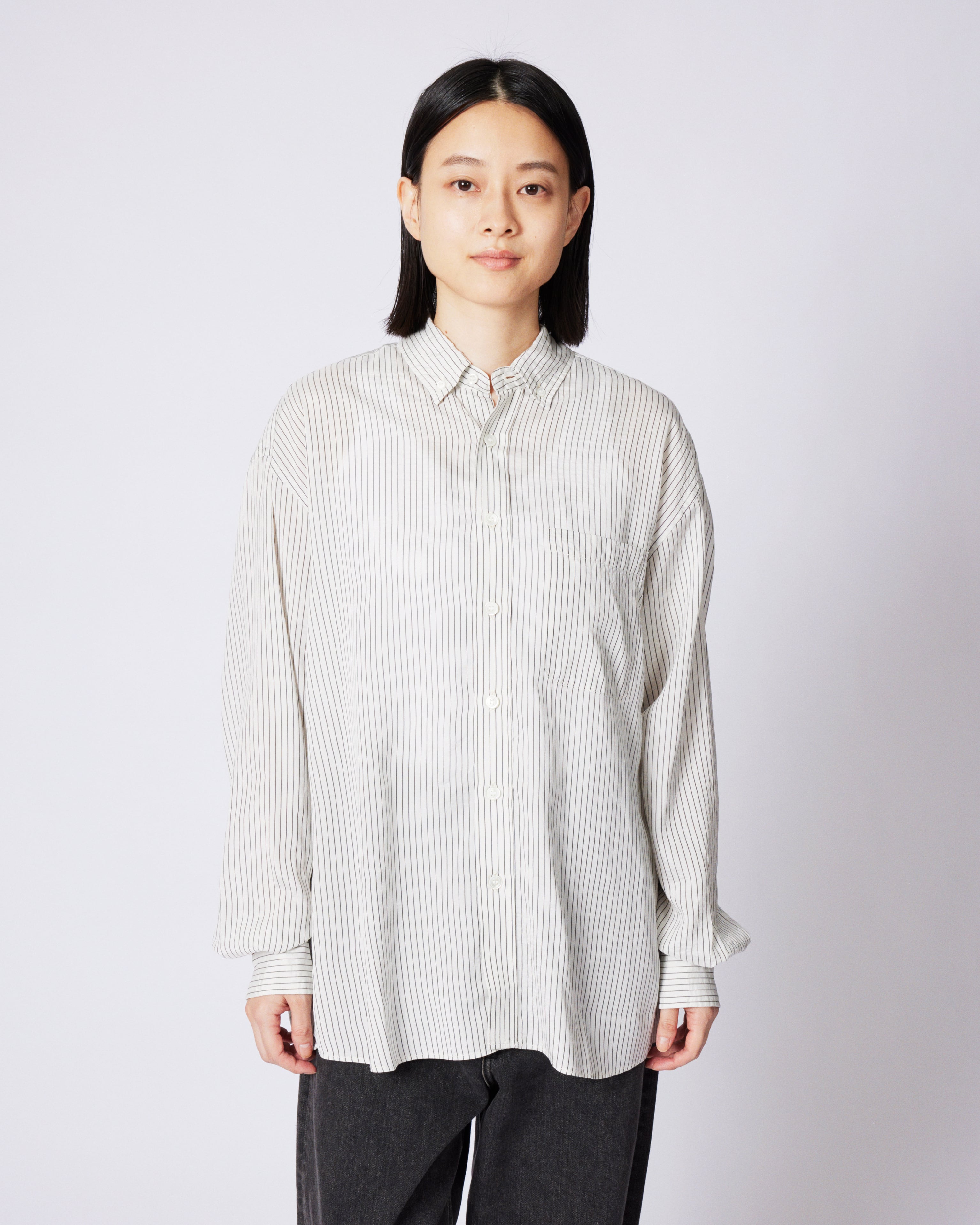 everyone silk stripe shirt (WHITE) | everyone