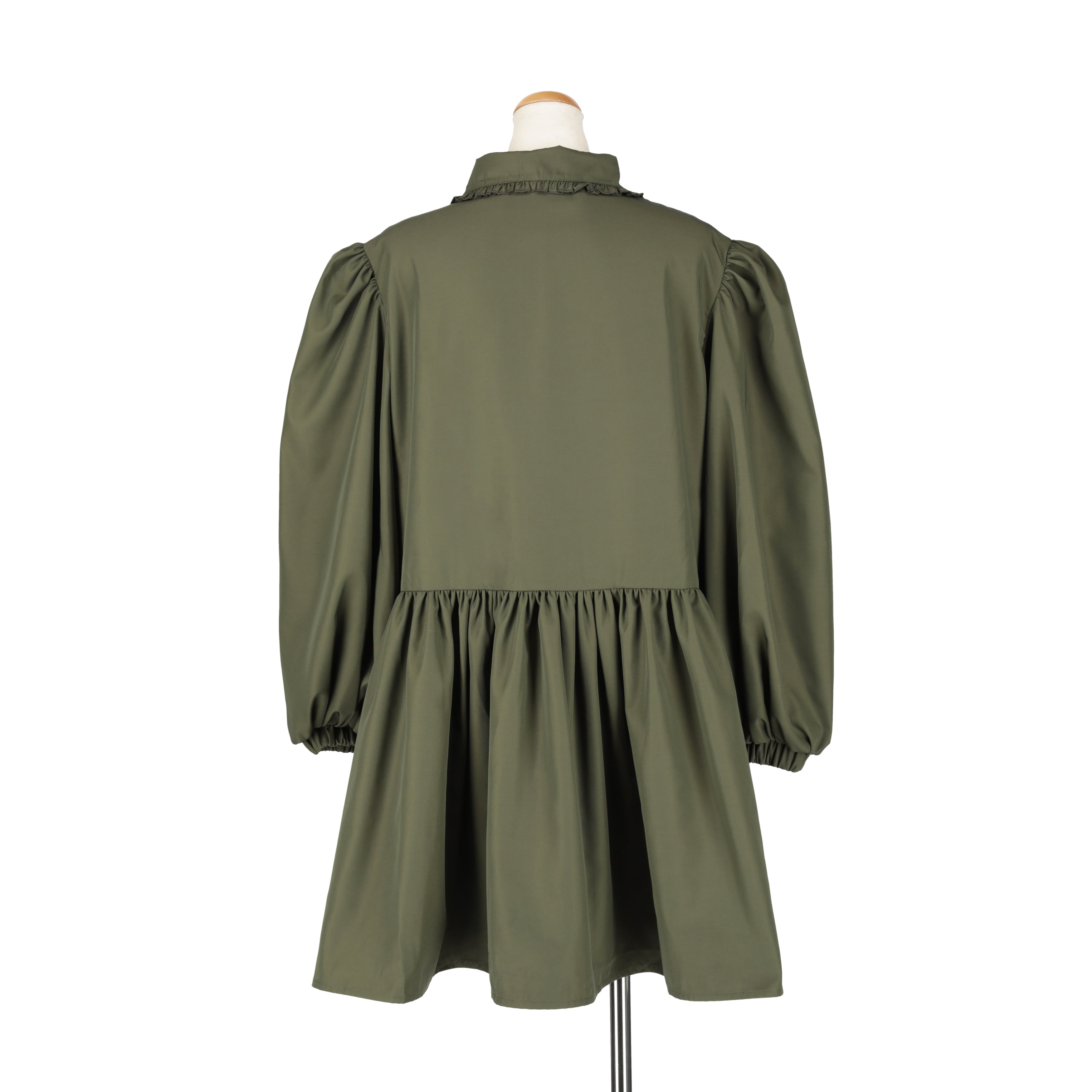 ジップフリルワンピース　KHAKI