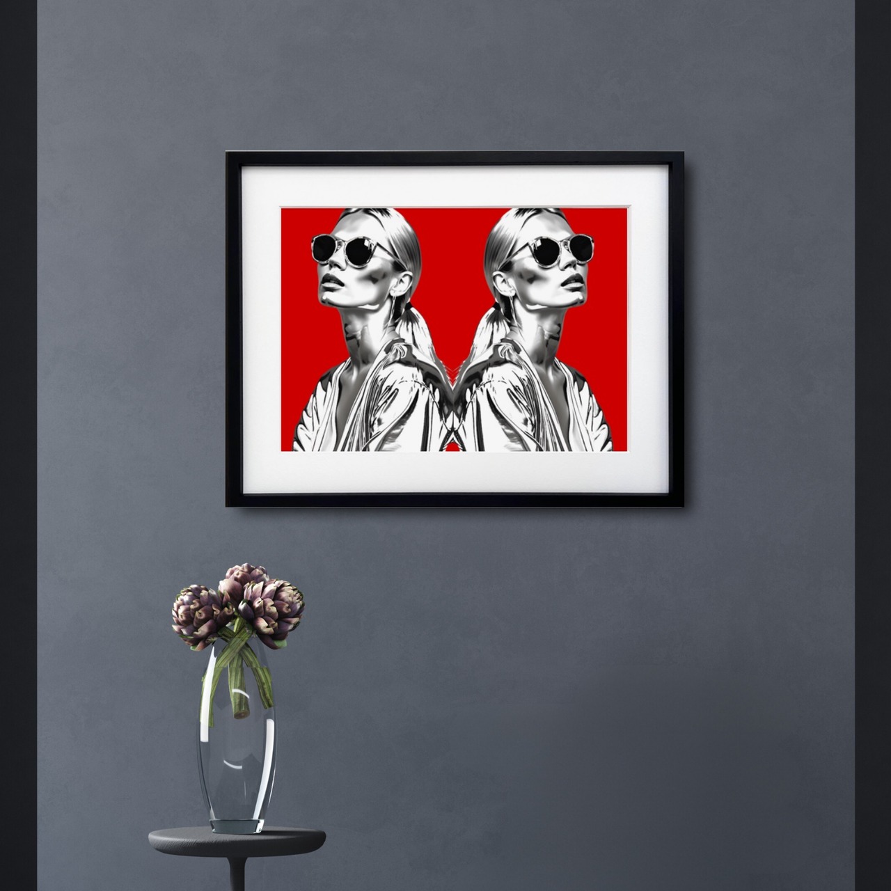 Iron Woman Twinz ⅲ｜双子のアイアンビューティを描くモダンアートポスター｜都会的で力強い表現が魅力｜スタイリッシュな空間に最適A4ポスター