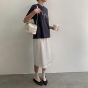 Dentelle Lace Trim Satin Skirt F0588