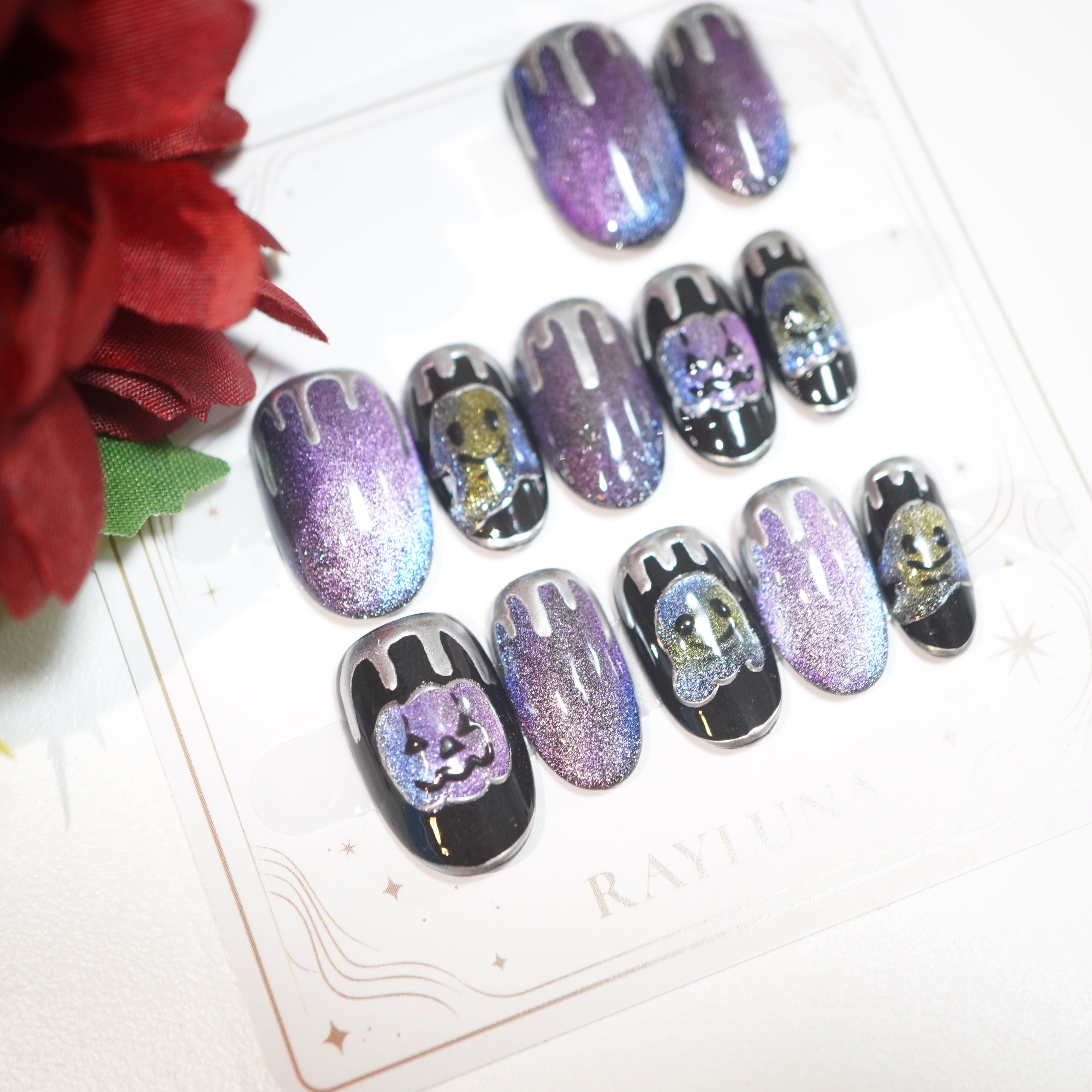 #574 黒チップ/XY143 繰り返し使えるネイルチップ