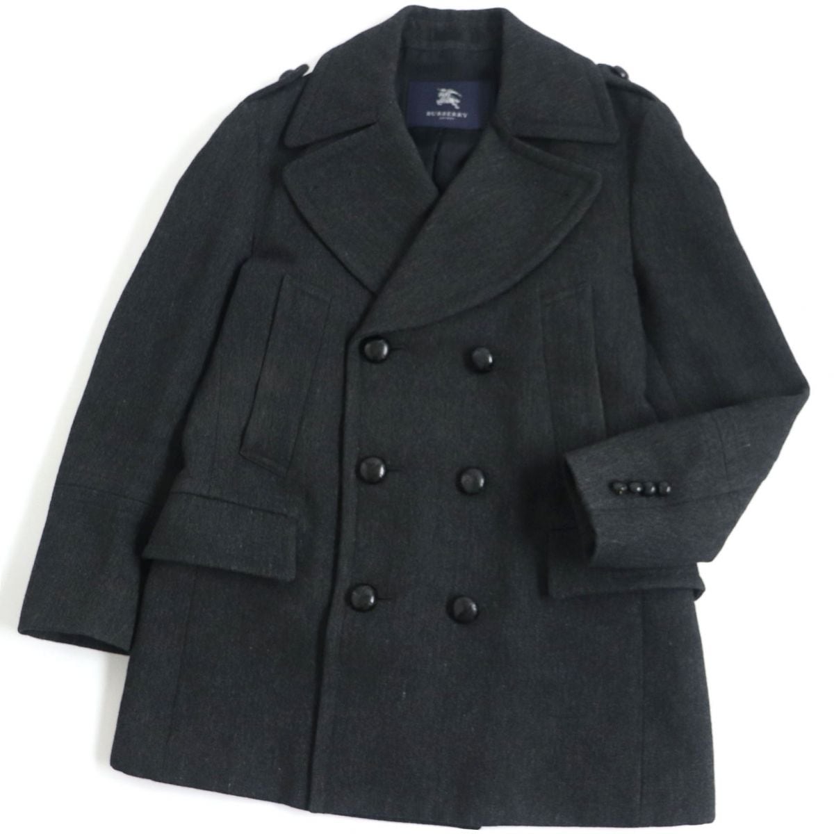 【美品】バーバリーロンドン ピーコート ノバチェック 40 ブラック BURBERRY BLACK LABEL バーバリーブラックレーベル ノバチェック 中綿