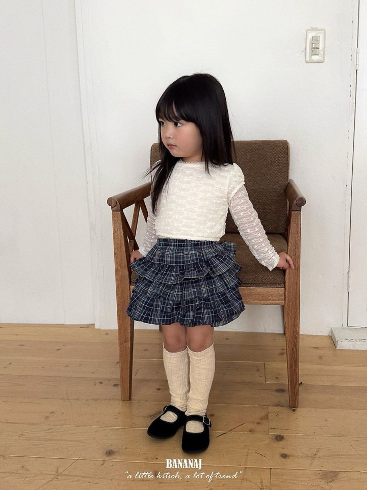 韓国子供服 / BANANA J / 26Autumn / バブル パフスリーブTシャツ / 秋服 / キッズ *XS~JS*