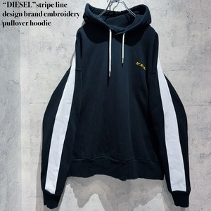 “DIESEL”stripe line design brand embroidery pullover hoodie