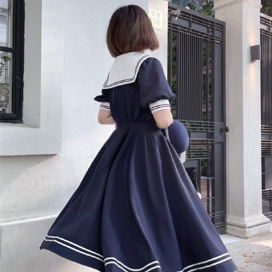 ゴスロリ通販 With U JKロリィタ 春夏 セーラー風 半袖 ワンピース