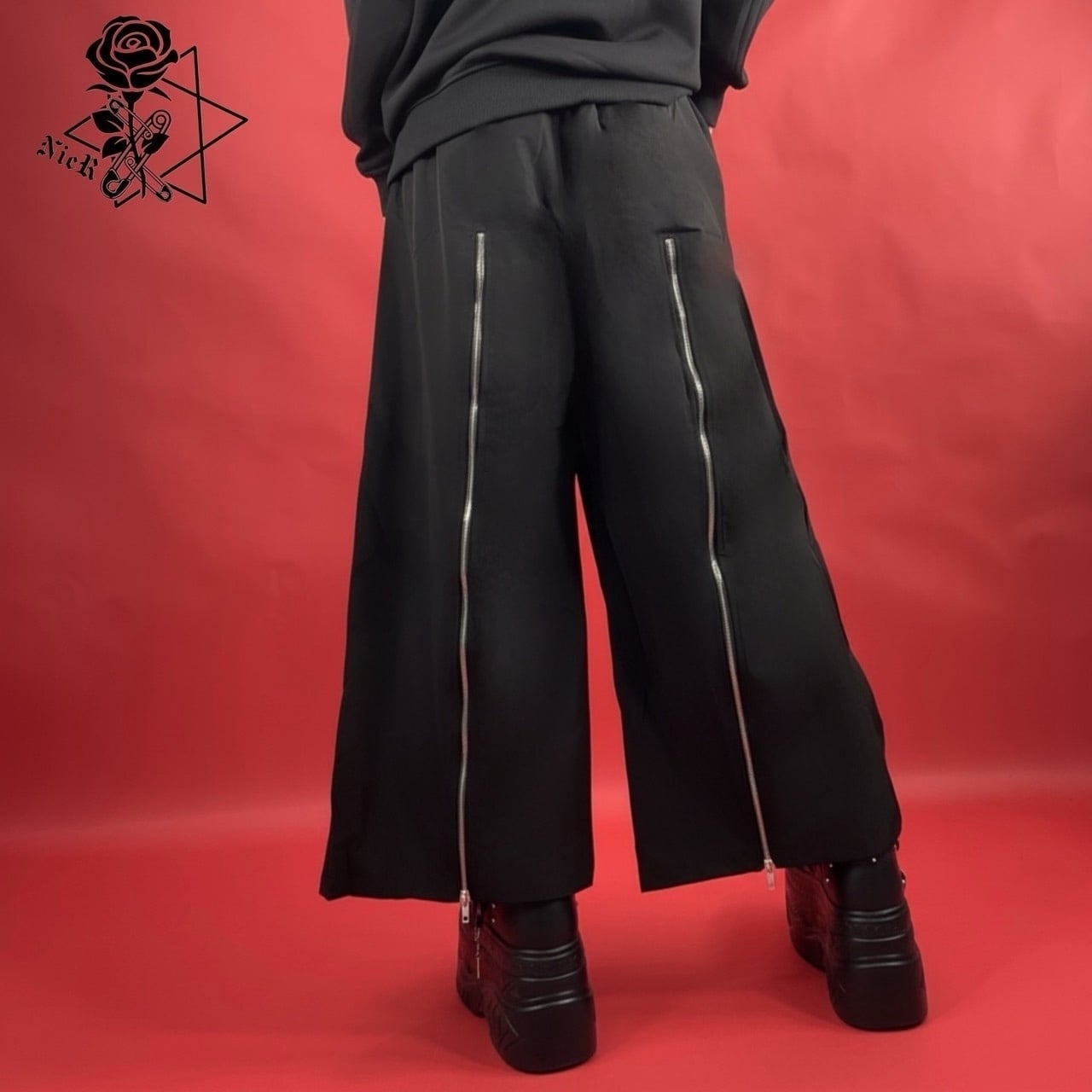 和柄BACK ZIP 2WAY WIDE PANTS【九尾×花弁】 | NIER CLOTHING