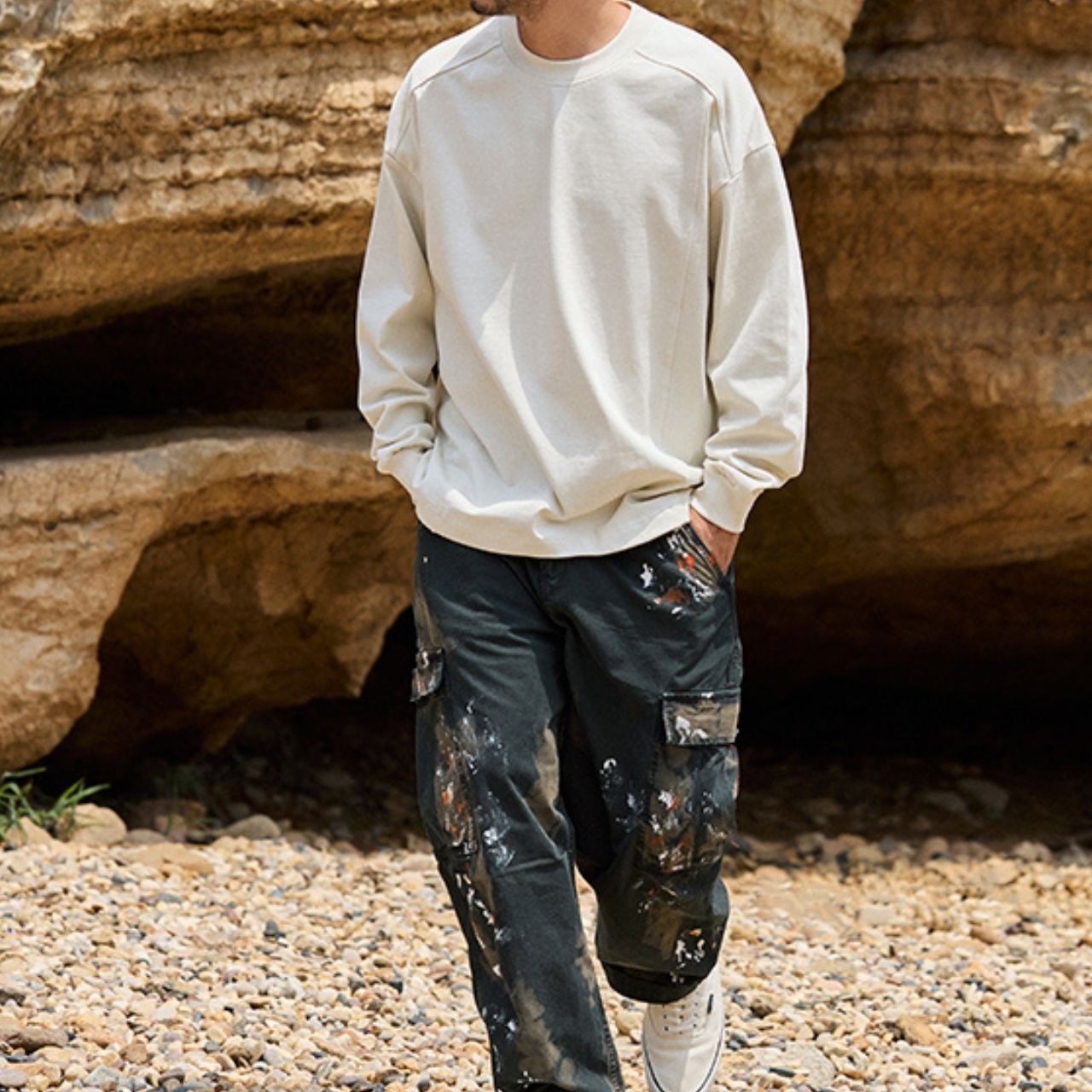 バックメッセージロゴベーシックロングTシャツ　1162