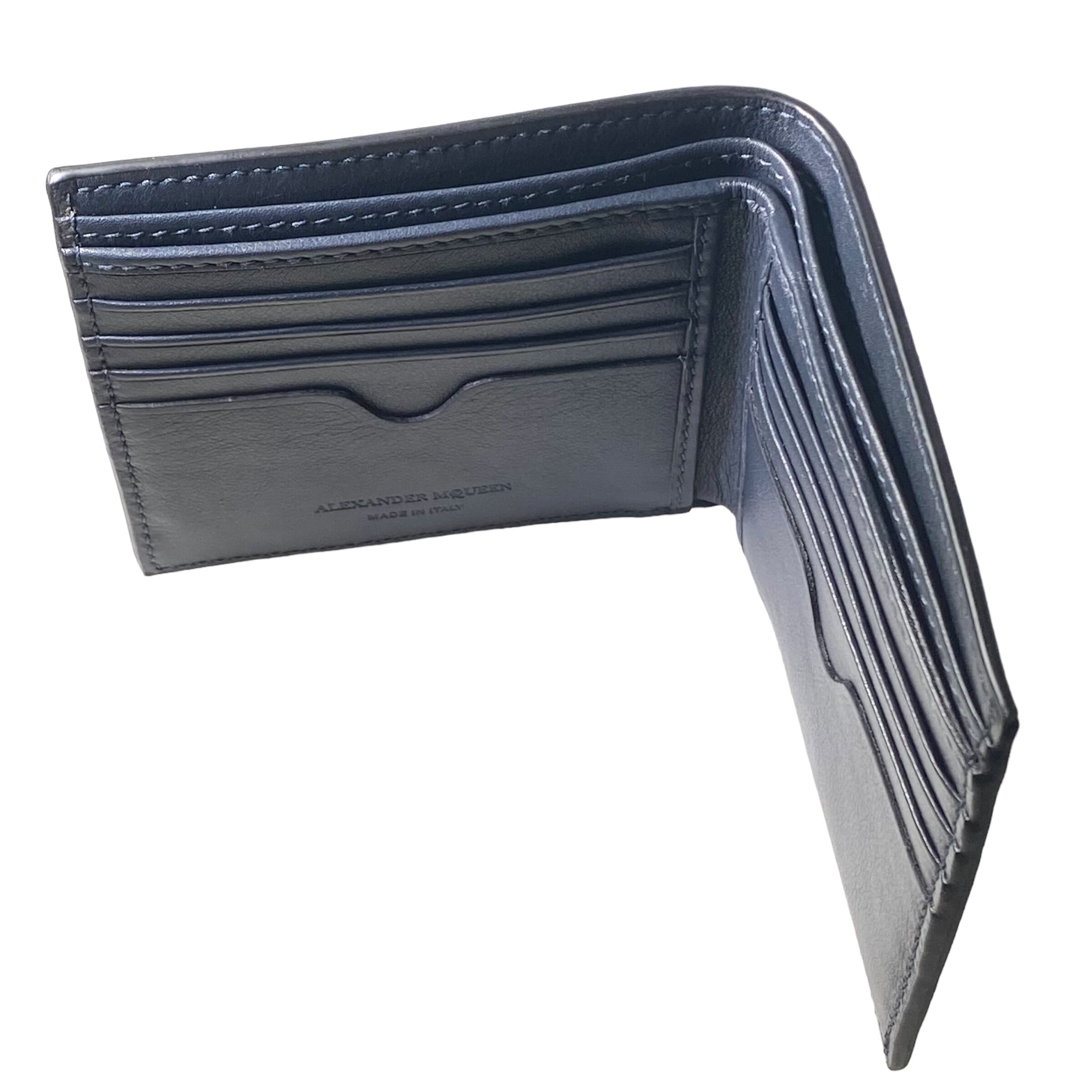 【ALEXANDER MCQUEEN】Logo-Print Leather Billfold Wallet 財布 ALEXANDER McQUEEN logo & roses inkjet leather billfold