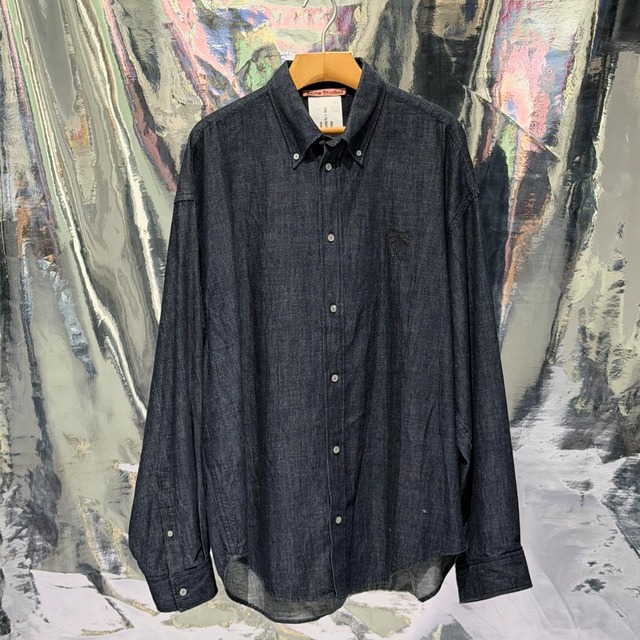 Acne Studios SS26デニムボタンアップシャツ コットン ミッドブルー アクネストゥディオス