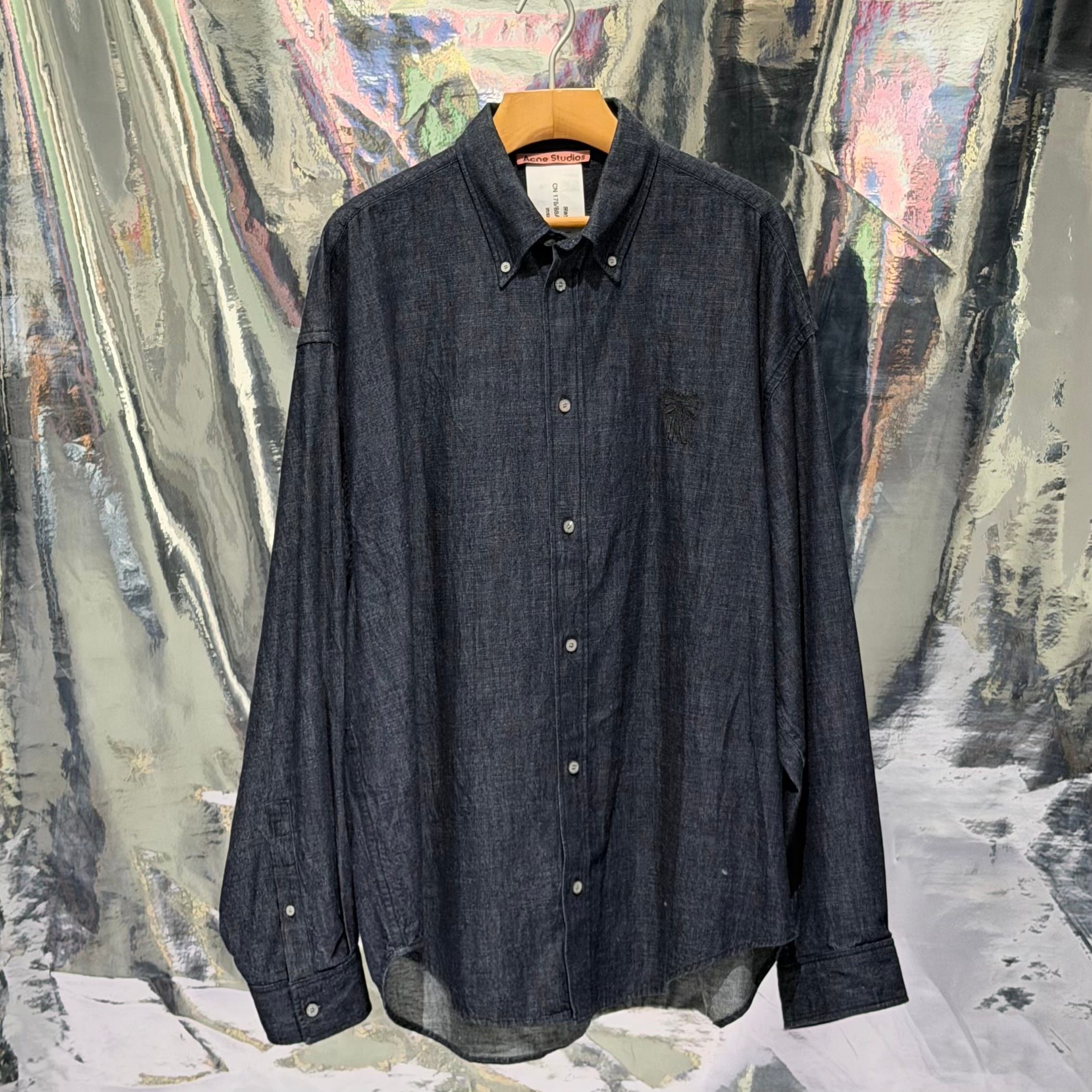 Acne Studios SS26デニムボタンアップシャツ コットン ミッドブルー アクネストゥディオス