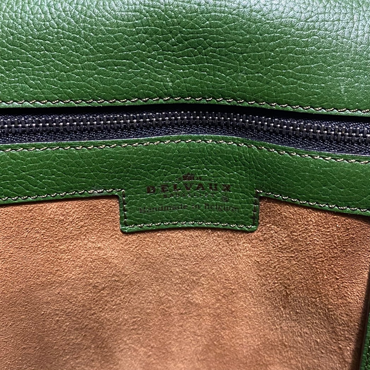 DELVAUX green leather shoulder bag