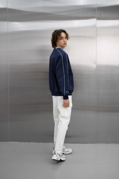 GOXO ゴーエックスオー スワッグボールダブルラインウーブンマンツーマン ネイビー