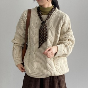 cable-knit chunky sweater　J00310
