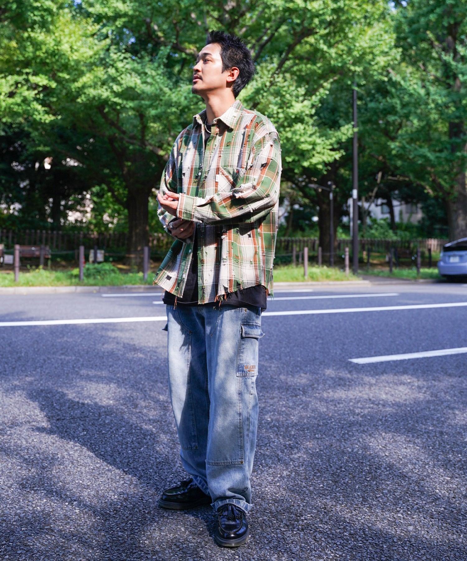 値下げ Re:room ヴィンテージダメージ加工 ネルシャツ S 値下げ Re:room ヴィンテージダメージ加工 ネルシャツ S