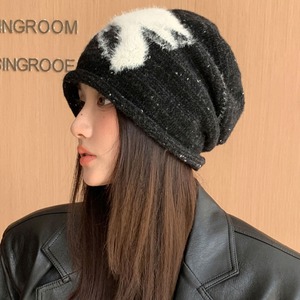 ビーニー帽 リボン柄 ニット レディース 秋冬 韓国 帽子 防風 防寒 暖かい ふわふわ きれいめ 大人 かわいい カジュアル ストリート アメカジ アウトドア おしゃれ 大人可愛い 大人女子