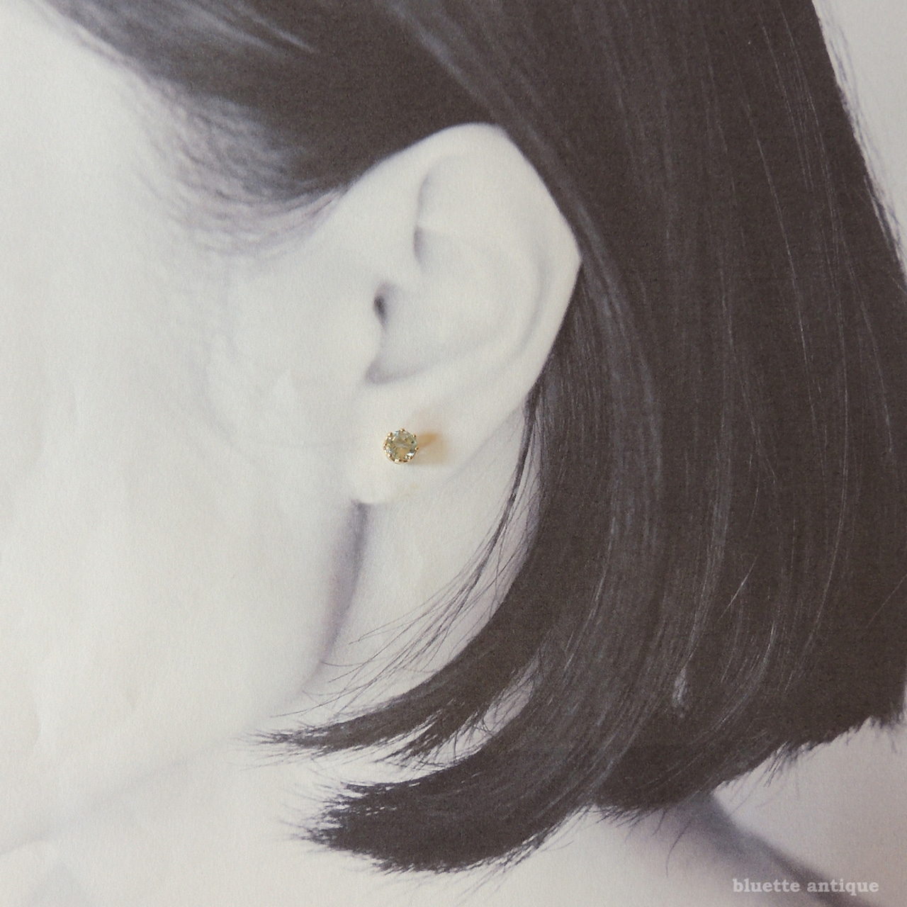 ヴィンテージジュエリー 9ctゴールド 天然トパーズ ピアス(ソーティングメモ付)